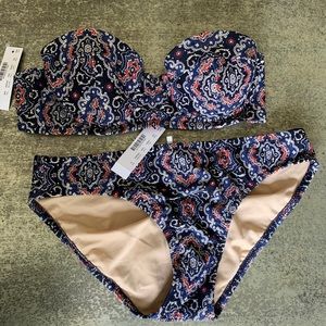 JCREW Paisley Strapless Bikini, 34B Top/S Bottom